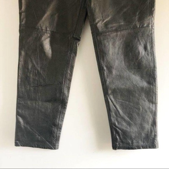 Bagatelle Vintage 100% Leather Black High Waisted Straight Leg Pants - Picture 2 of 12